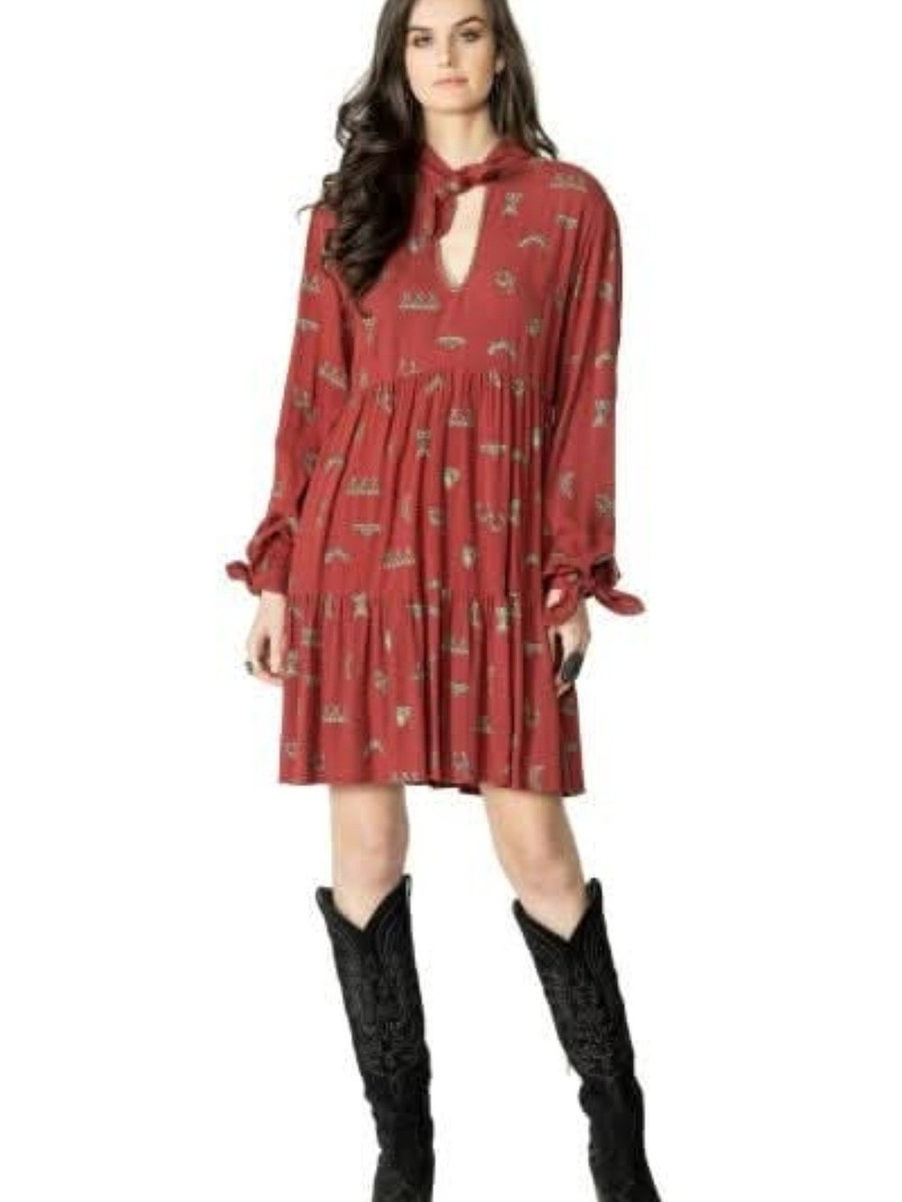 Double D Ranch Western Trails Dress, Burgundy